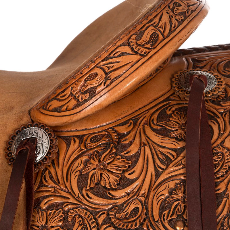 Nrs Competitors Natural Antique 1/2 Breed Mia Flower Ranch Cutter Saddle