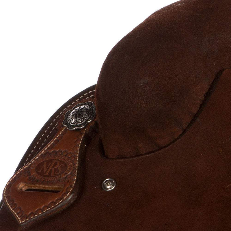 Nrs Competitors Chocolate Roughout Inlaid Grey Bullhide Seat Youth Team Roping Saddle