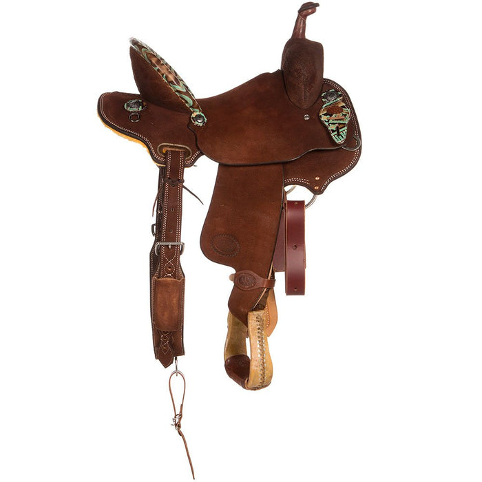 Nrs Competitors Competitor Series Chocolate Roughout Barrel Saddle w/ Turq Accents