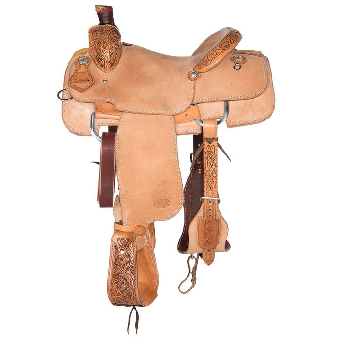 Nrs Competitors Natural Antique 1/8 Breed Mia Flower Calf Roping Saddle