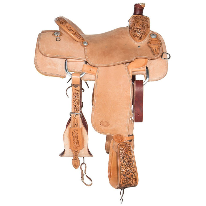 Nrs Competitors Natural Antique 1/8 Breed Mia Flower Calf Roping Saddle