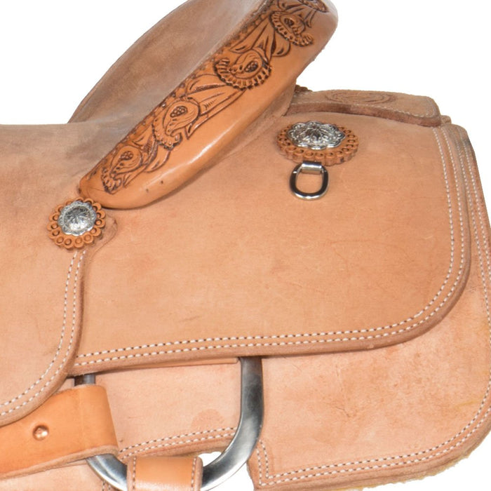 Nrs Competitors Natural Antique 1/8 Breed Mia Flower Calf Roping Saddle