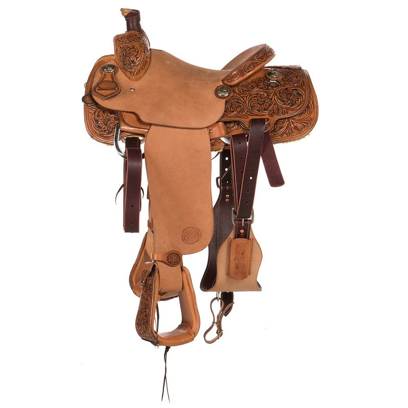 Nrs Competitors Natural Antique 1/2 Breed Caddo Rose Calf Roping Saddle