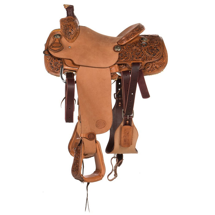 Nrs Competitors Natural Antique 1/2 Breed Caddo Rose Calf Roping Saddle