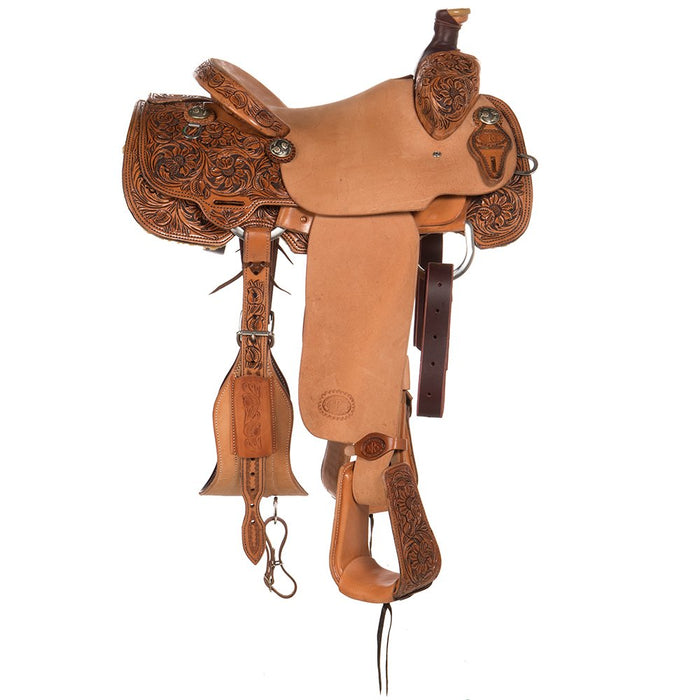 Nrs Competitors Natural Antique 1/2 Breed Caddo Rose Calf Roping Saddle