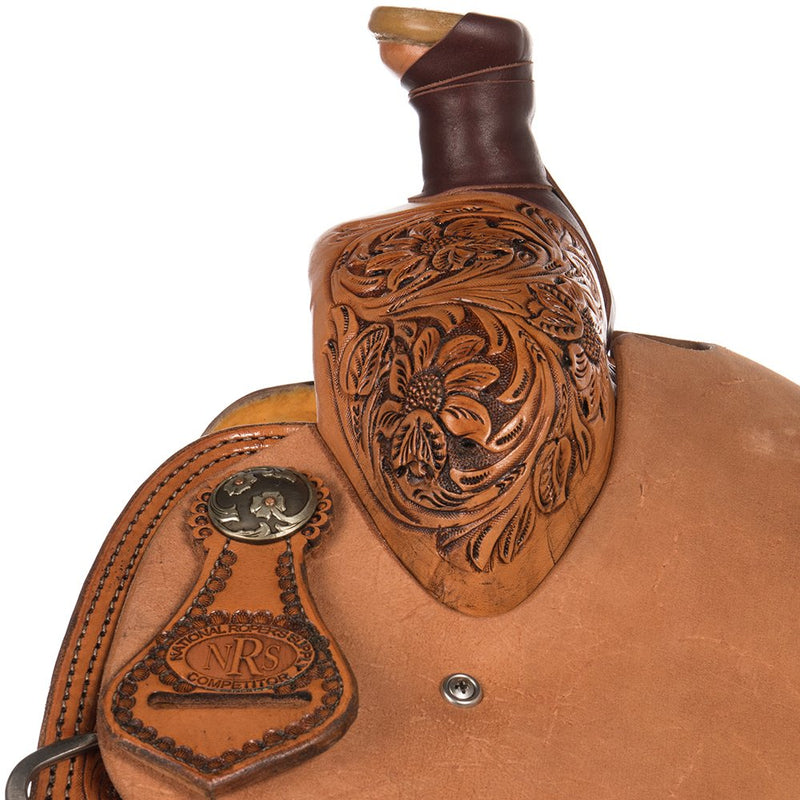 Nrs Competitors Natural Antique 1/2 Breed Caddo Rose Calf Roping Saddle