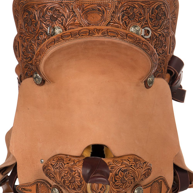 Nrs Competitors Natural Antique 1/2 Breed Caddo Rose Calf Roping Saddle