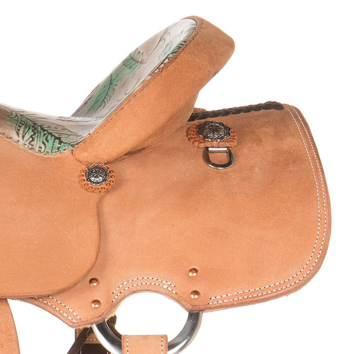 Nrs Competitors NRS Competitor Natural All Around Saddle with Turquoise Feather Seat