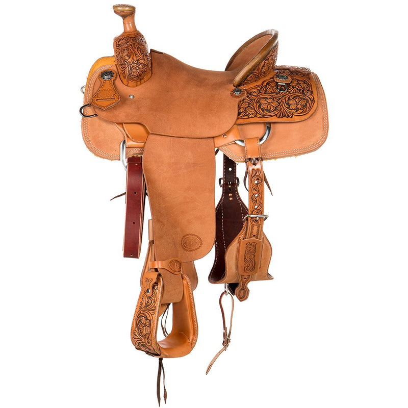 Nrs Competitors Natural Antique 1/4 Breed Wyoming Flower Team Roping Saddle