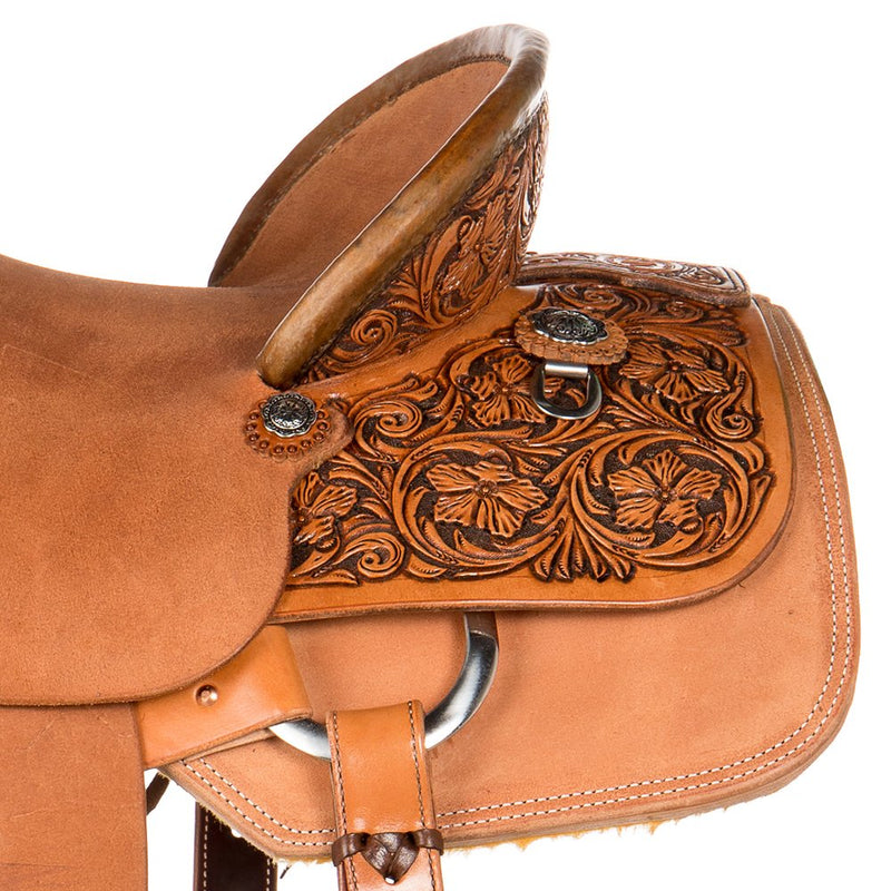 Nrs Competitors Natural Antique 1/4 Breed Wyoming Flower Team Roping Saddle