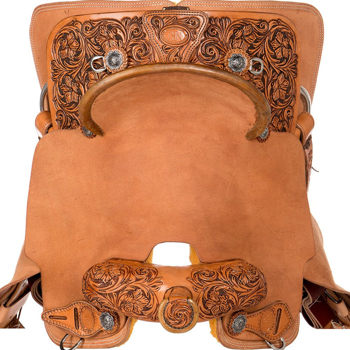 Nrs Competitors Natural Antique 1/4 Breed Wyoming Flower Team Roping Saddle