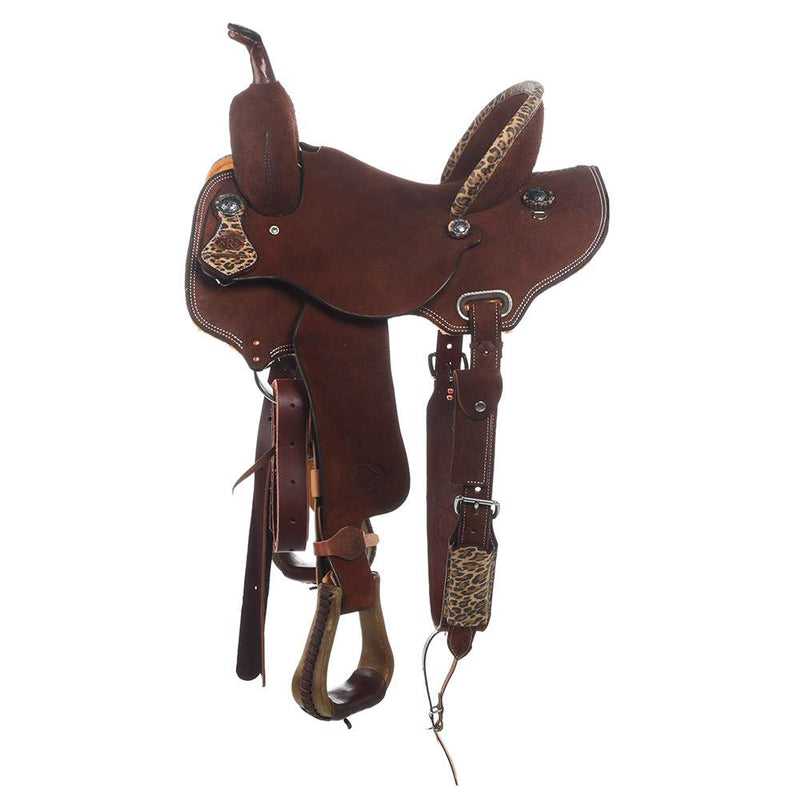 Nrs Competitors Chocolate Roughout with Leopard Accents Barrel Saddle