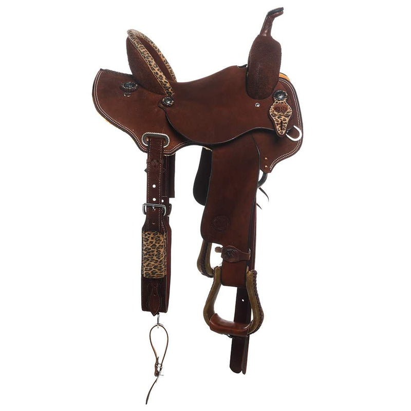 Nrs Competitors Chocolate Roughout with Leopard Accents Barrel Saddle