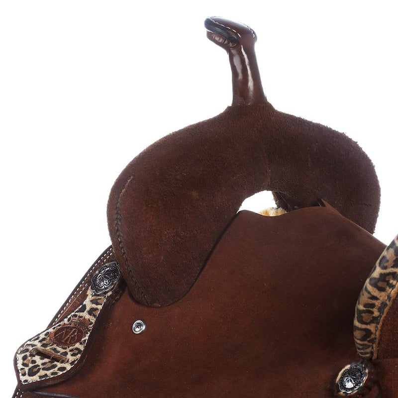 Nrs Competitors Chocolate Roughout with Leopard Accents Barrel Saddle