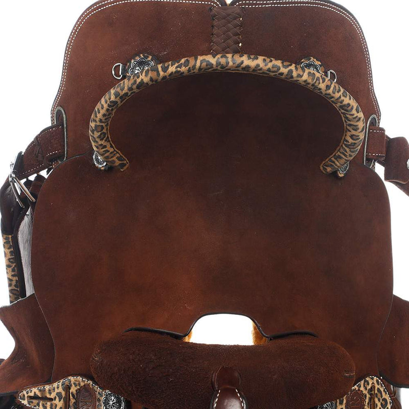 Nrs Competitors Chocolate Roughout with Leopard Accents Barrel Saddle