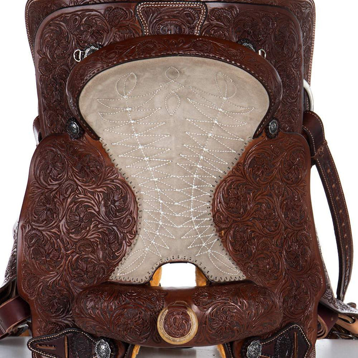 Nrs Competitors Chocolate Full Tooled Mia Flower Team Roping Saddle