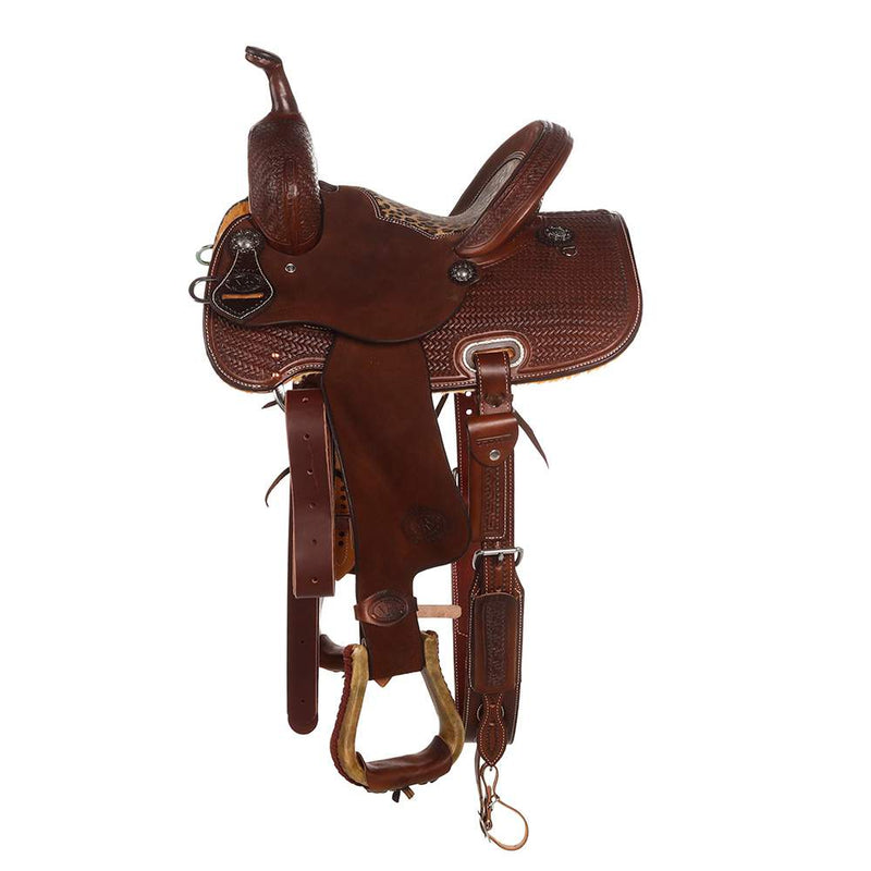 Nrs Competitors Chocolate 1/2 Breed Leopard Seat Youth Barrel Saddle