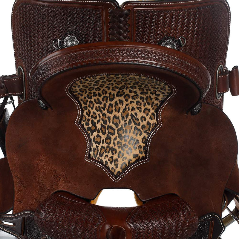 Nrs Competitors Chocolate 1/2 Breed Leopard Seat Youth Barrel Saddle