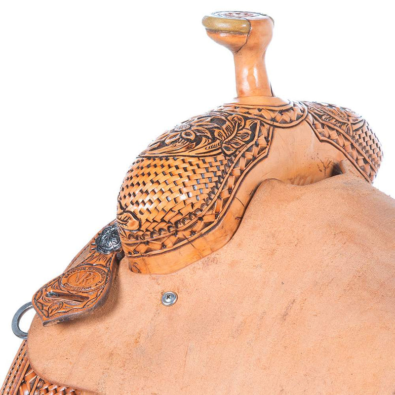 Nrs Competitors Natural Antique 7/8 Breed Basket and Sunflower Team Roping Saddle