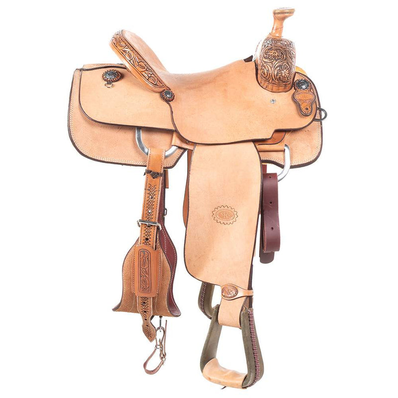 Nrs Competitors Natural Antique 1/8 Breed Galaxy Flower Team Roping Saddle