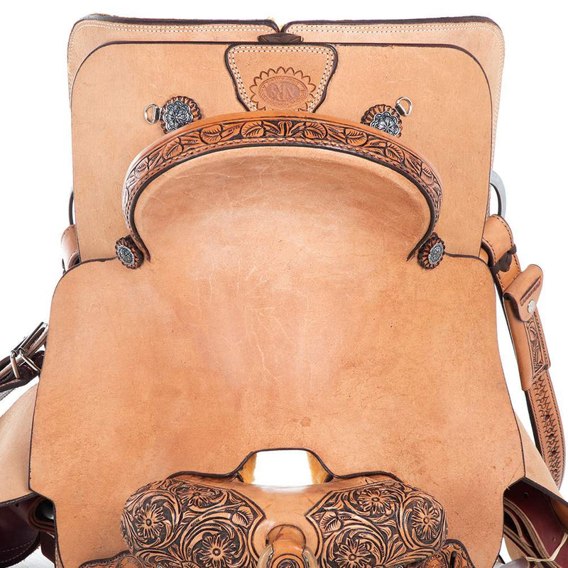 Nrs Competitors Natural Antique 1/8 Breed Galaxy Flower Team Roping Saddle