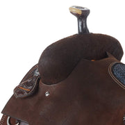 Nrs Competitors Chocolate Roughout Shark Inlaid Seat Team Roping Saddle
