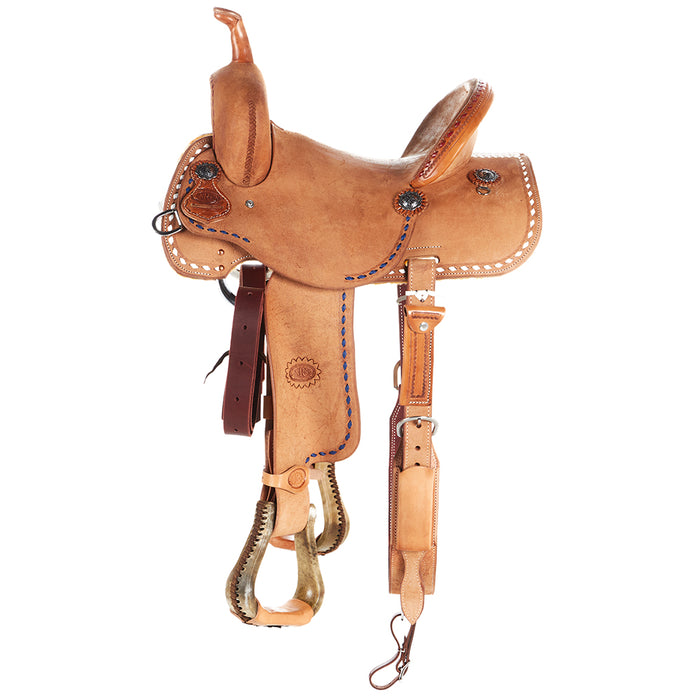 Nrs Competitors Red White and Blue Buckstitch 13 Inch Roughout Barrel Saddle
