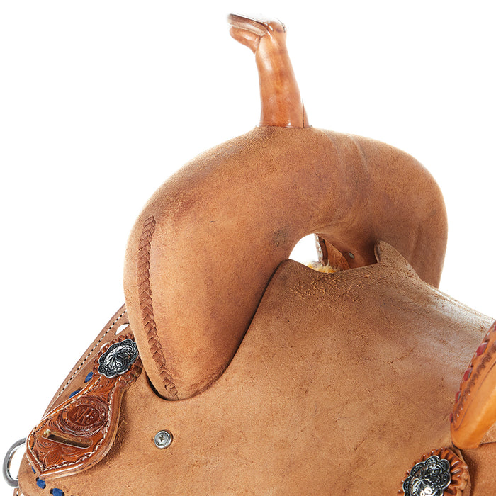 Nrs Competitors Red White and Blue Buckstitch 13 Inch Roughout Barrel Saddle