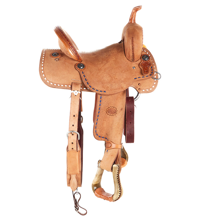 Nrs Competitors Red White and Blue Buckstitch 13 Inch Roughout Barrel Saddle
