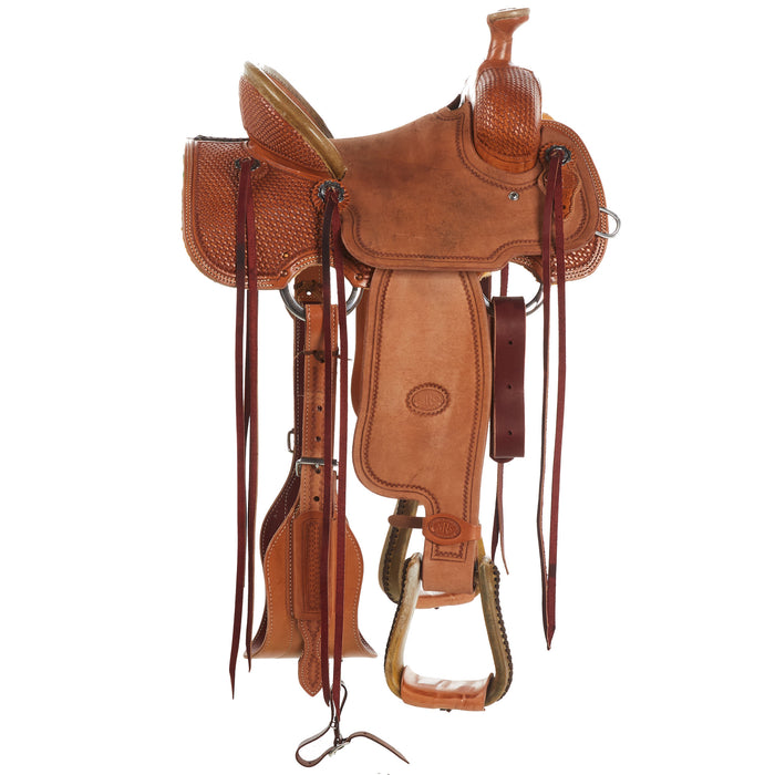 Nrs Competitors Natural 1/2 Breed Basket Stamp Youth Team Roping Saddle