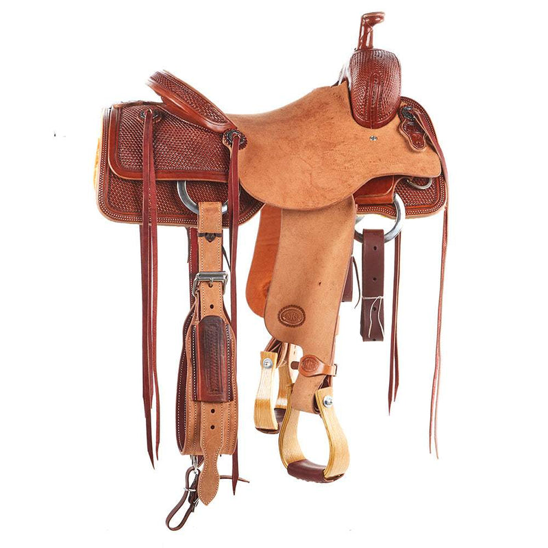Nrs Competitors Chestnut 1/2 Breed Baby Basket Stamp Ranch Cutter Saddle