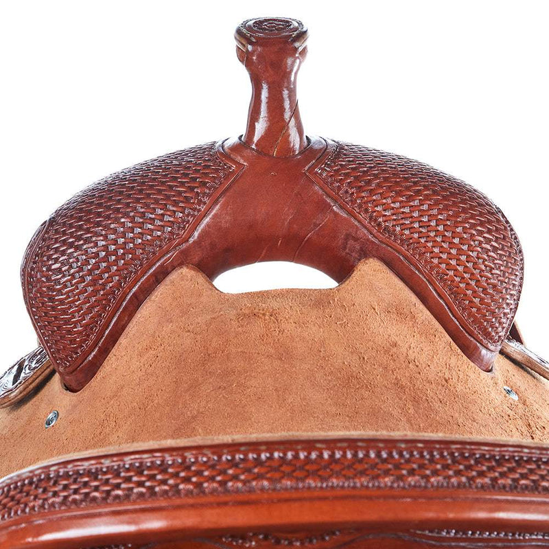 Nrs Competitors Chestnut 1/2 Breed Baby Basket Stamp Ranch Cutter Saddle
