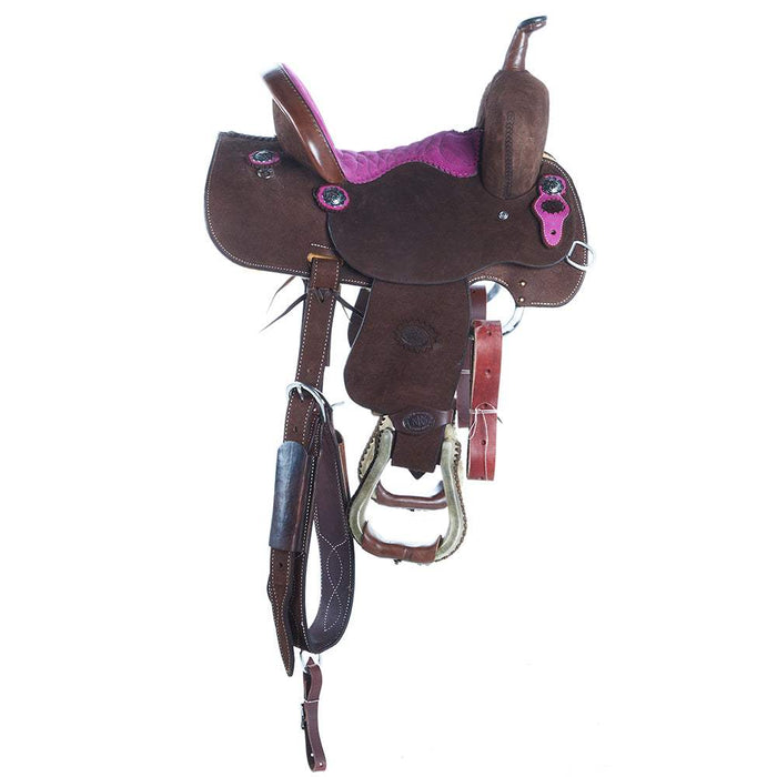 Nrs Competitors Chocolate Roughout Pink Suede 12 1/2 Inch Barrel Saddle