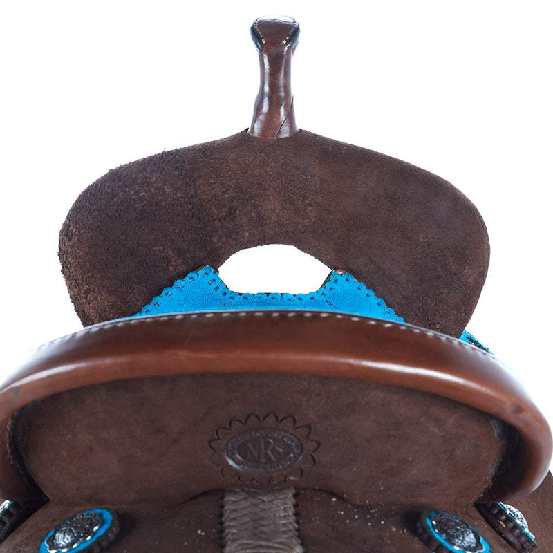 Nrs Competitors Chocolate Roughout Turquoise Suede 13 Inch Barrel Saddle