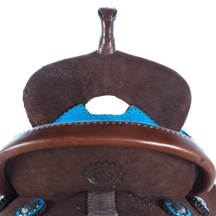 Nrs Competitors Chocolate Roughout Turquoise Suede 13 Inch Barrel Saddle
