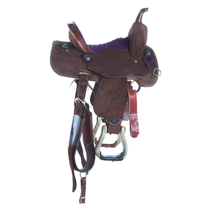Nrs Competitors Chocolate Roughout Purple Suede 12 1/2 Inch Barrel Saddle