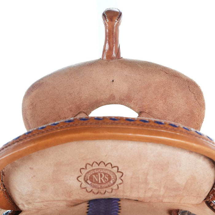 Nrs Competitors Natural Roughout Purple Buckstitch 13 Inch Barrel Saddle