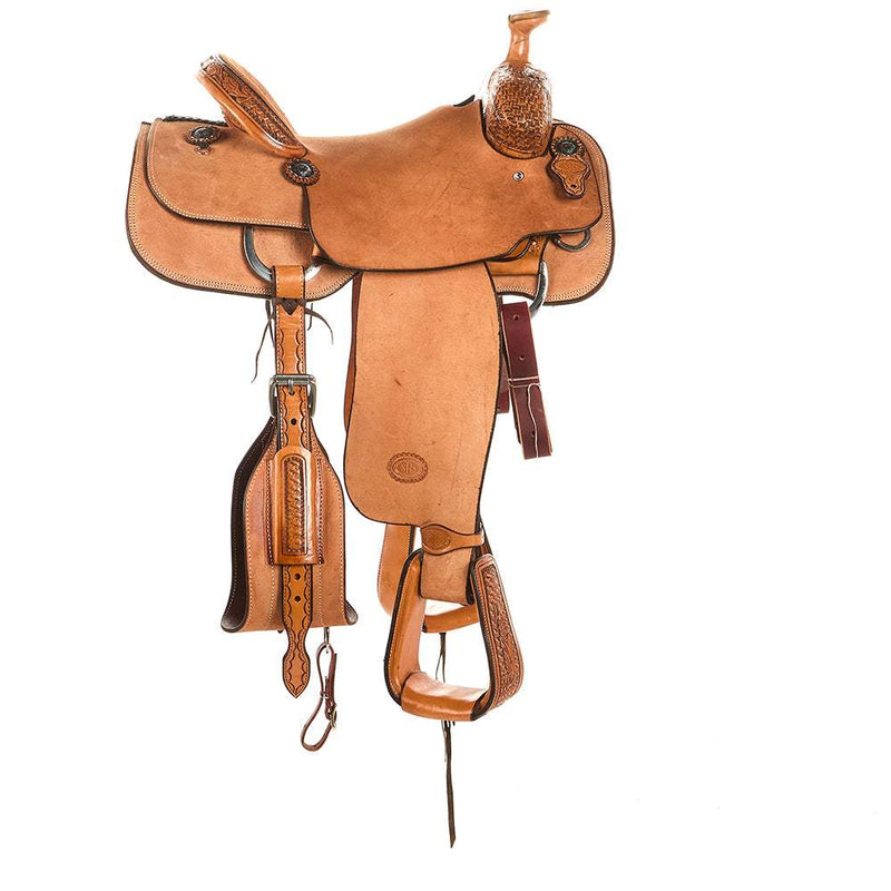 Nrs Competitors Natural Antique 1/8 Breed Combo Tooled Team Roping Saddle