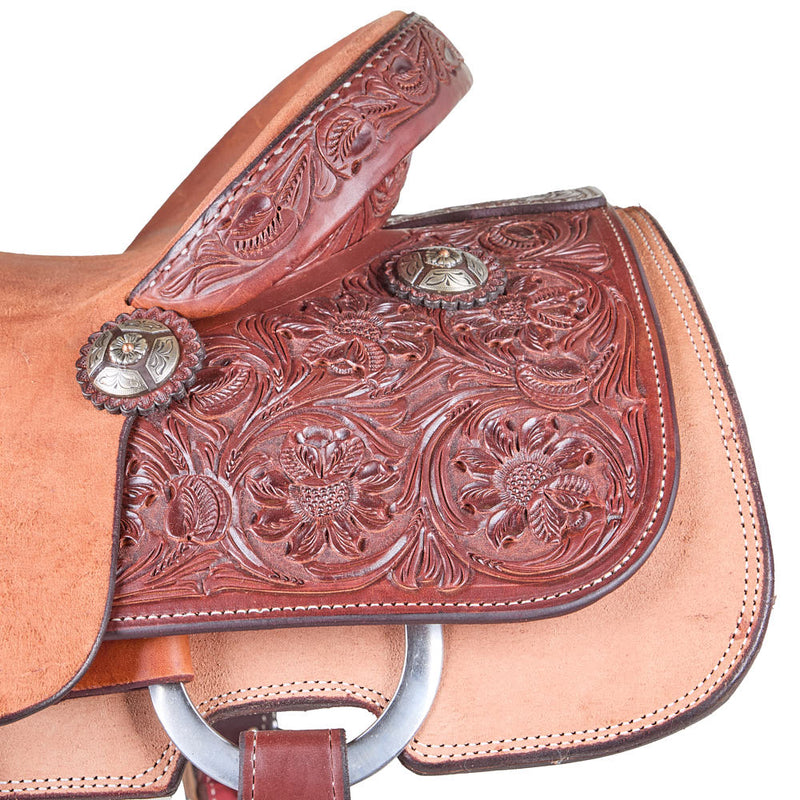 Nrs Competitors Heavy Oiled 1/4 Caddo Rose Tooled Team Roping Saddle
