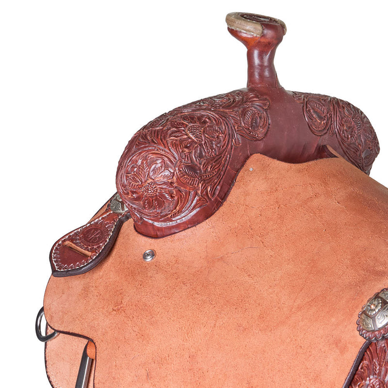 Nrs Competitors Heavy Oiled 1/4 Caddo Rose Tooled Team Roping Saddle