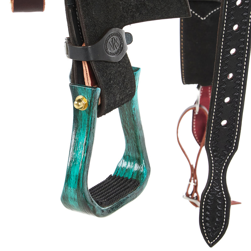 NRS Competitor Series Black Roughout Barrel Saddle with Nettles Stirrups