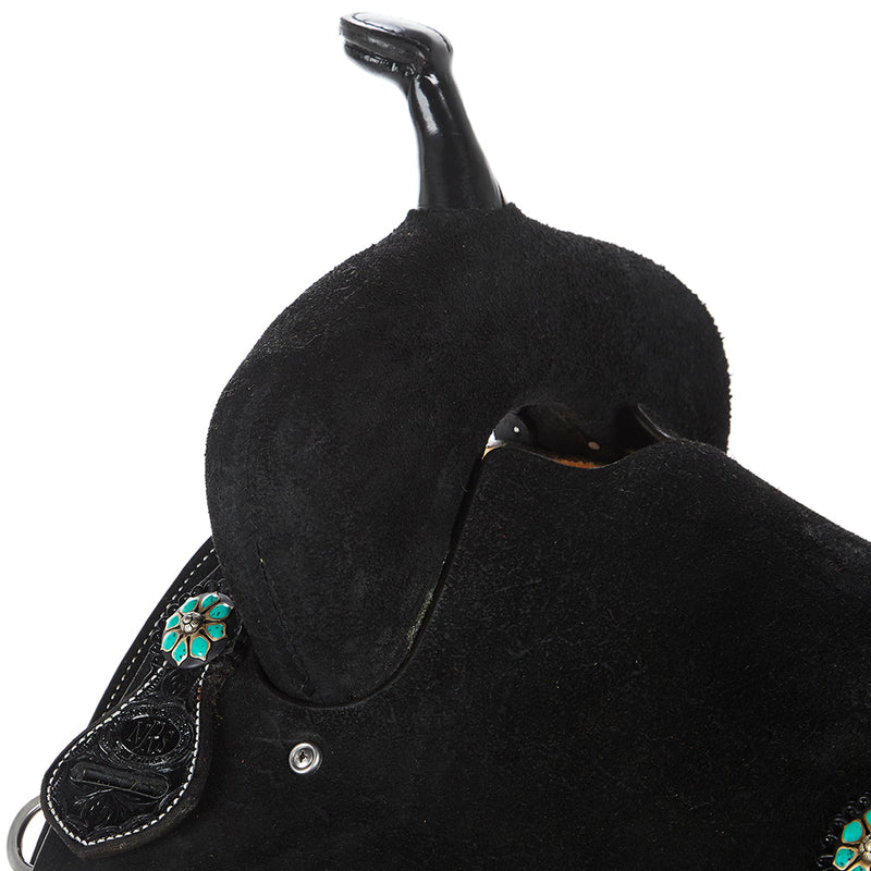 NRS Competitor Series Black Roughout Barrel Saddle with Nettles Stirrups