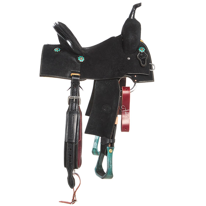 Nrs Competitor Series Black Roughout Barrel Saddle with Nettles Stirrups