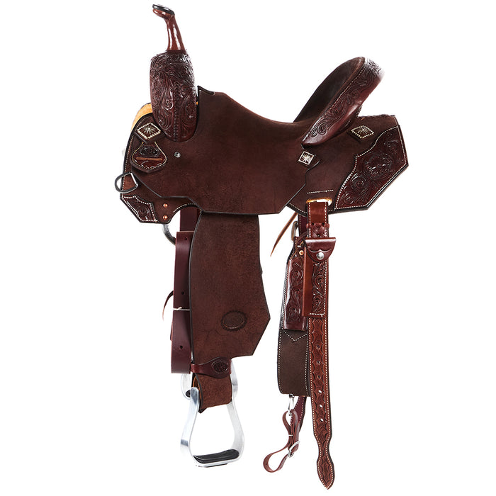 Nrs Competitors Chocolate Wyoming Flower Overlay Barrel Saddle