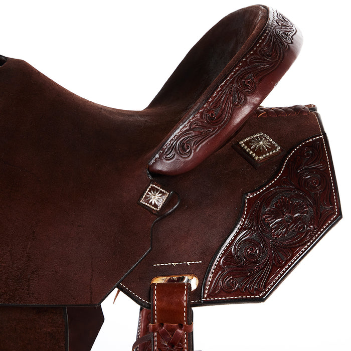 Nrs Competitors Chocolate Wyoming Flower Overlay Barrel Saddle