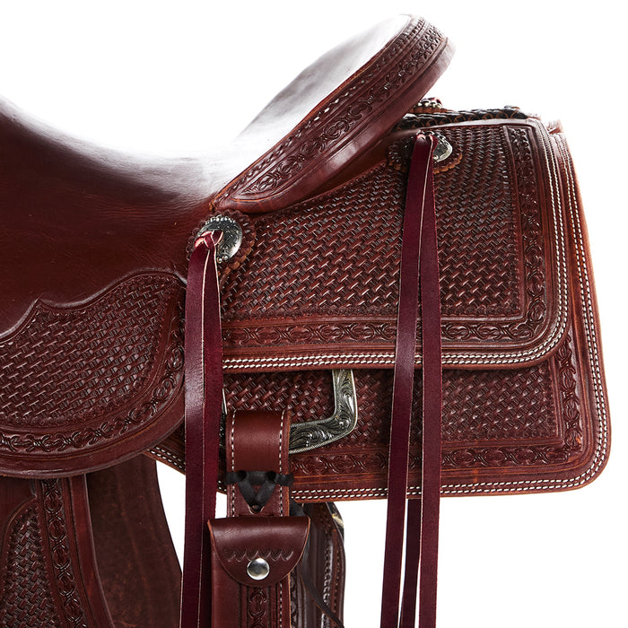 Nrs Competitors Heavy Oil 3/4 Breed Basket Stamp with Full Barbed Wire Border Versatility Ranch Saddle