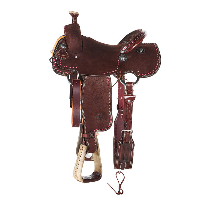 Nrs Competitors Stacey Martin Chocolate with Pink Buckstitch Goat Tying/Breakaway Saddle
