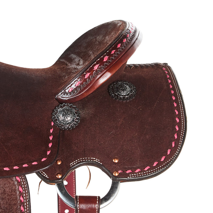 Nrs Competitors Stacey Martin Chocolate with Pink Buckstitch Goat Tying/Breakaway Saddle