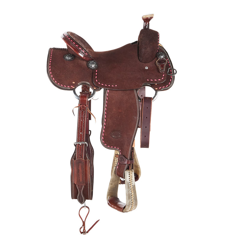 Nrs Competitors Stacey Martin Chocolate with Pink Buckstitch Goat Tying/Breakaway Saddle