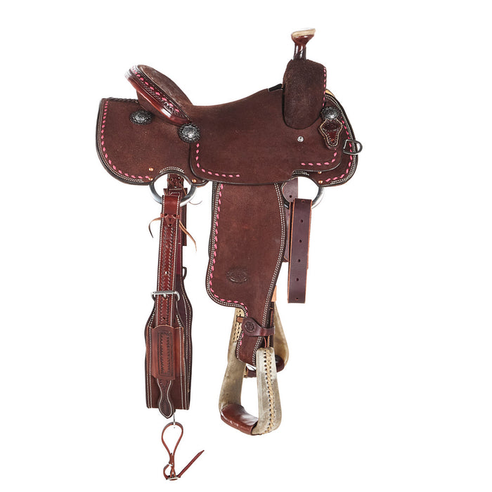 Nrs Competitors Stacey Martin Chocolate with Pink Buckstitch Goat Tying/Breakaway Saddle